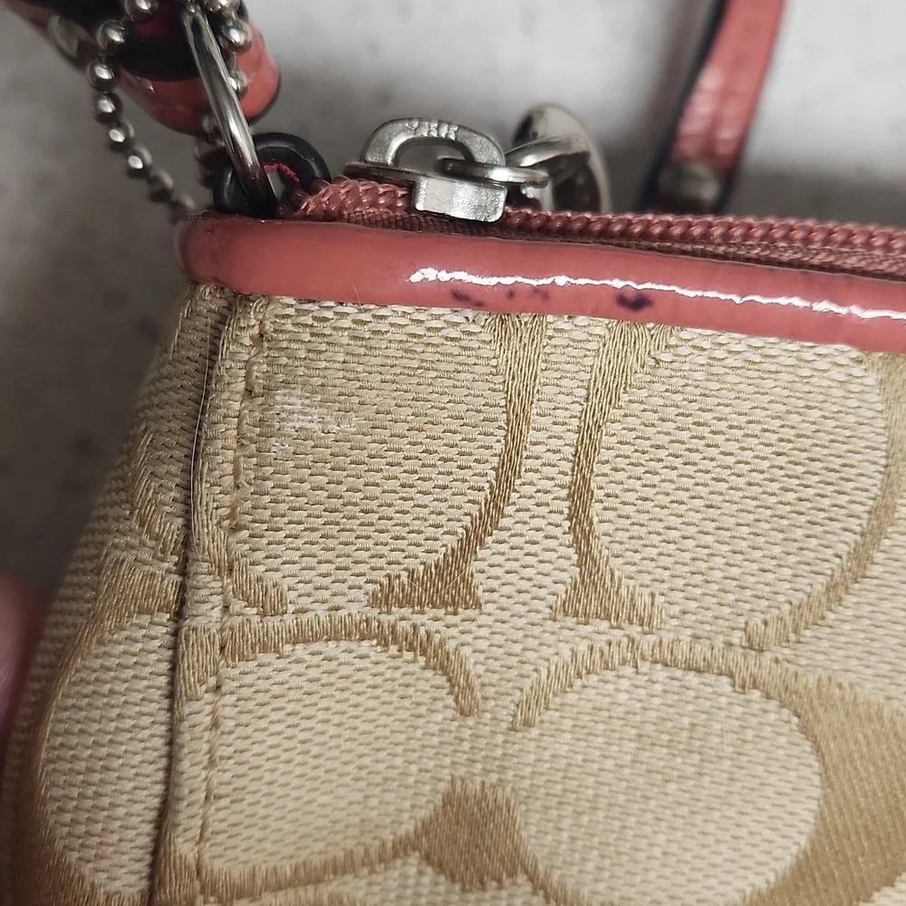 Coach Tan and Salmony Peachy Floral Detail